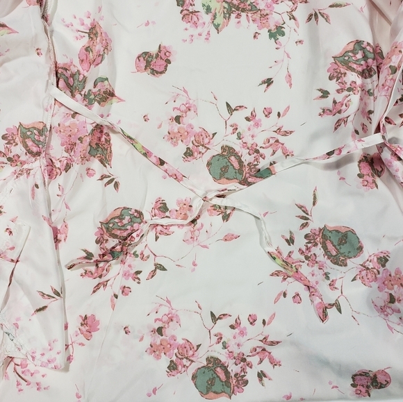 Icing Bridal Bar Pink Floral Dressing Robe Size S/M Satin Kimono Lingerie Belted - Picture 7 of 12